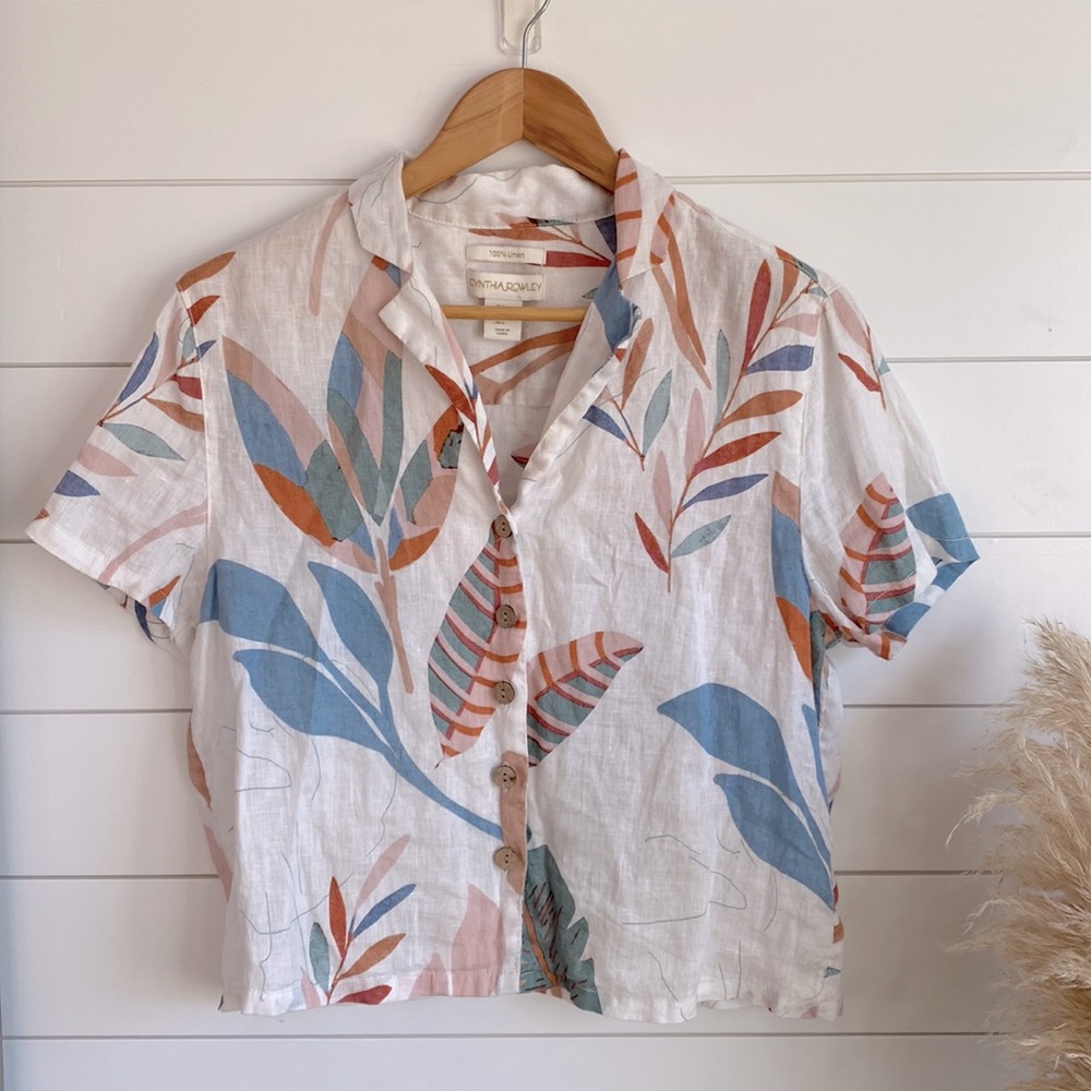 CYNTHIA ROWLEY linen top // size small